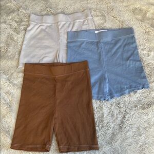 TALENTLESS light gray Blue and brown ribbed bike Stretchy Shorts bundle